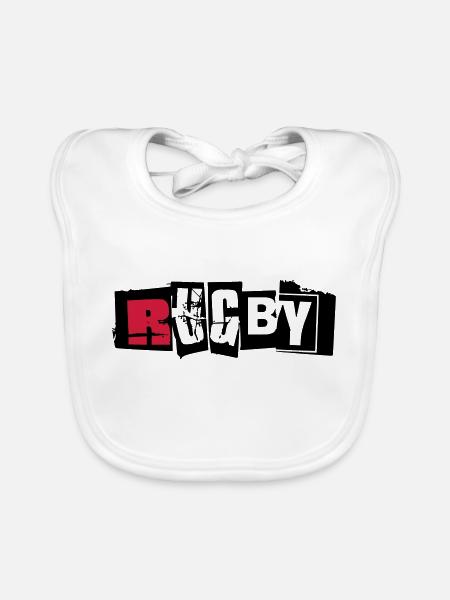 rugby 2 - Bavoir bio Bébé - blanc - Devant