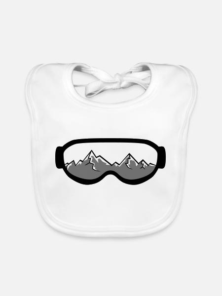 mountains driving snowboard ski winter glasses snow sc - Organic Baby Bibs - white - Front