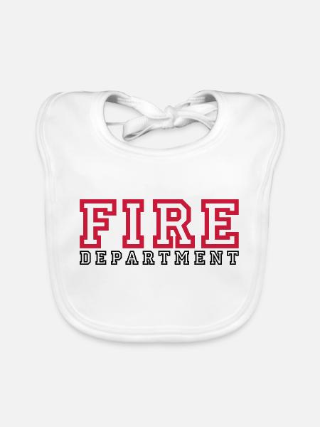 Schriftzug FIRE Department - Baby Bio-Lätzchen - Weiß - Vorne