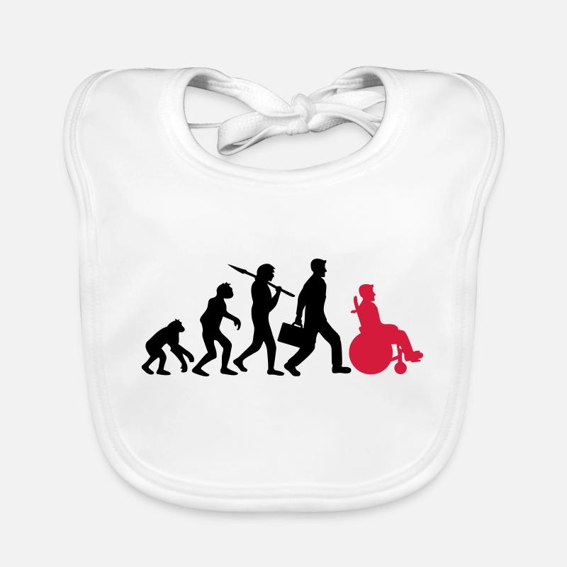 evolution rollstuhl entwicklung silhouette behinde Baby Bio-Lätzchen