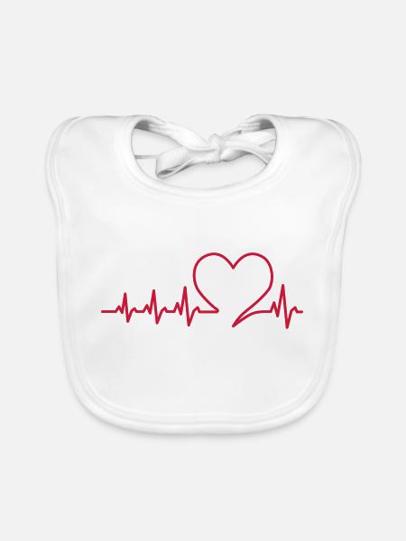 Herzschlag heartbeat Liebe love Valentinstag coeur - Baby Bio-Lätzchen - Weiß - Vorne