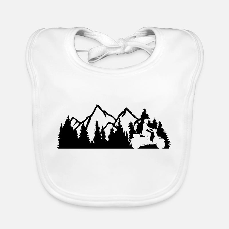 excursion scooter driver mountains nature wilderness trees w Organic Baby Bibs