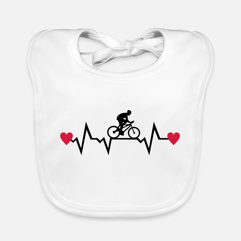 Herzschlag mit Herz und Radfahrer, radfahren Baby Bio-Lätzchen