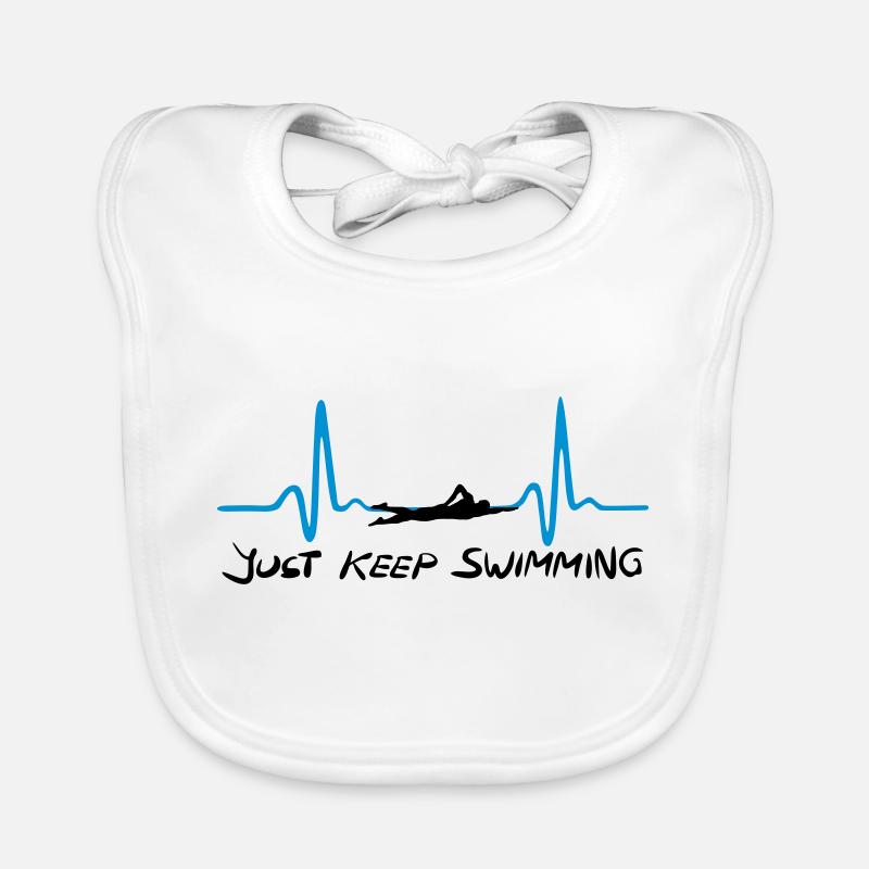 Just keep swimming - Schwimmen Herzschlag EKG Baby Bio-Lätzchen