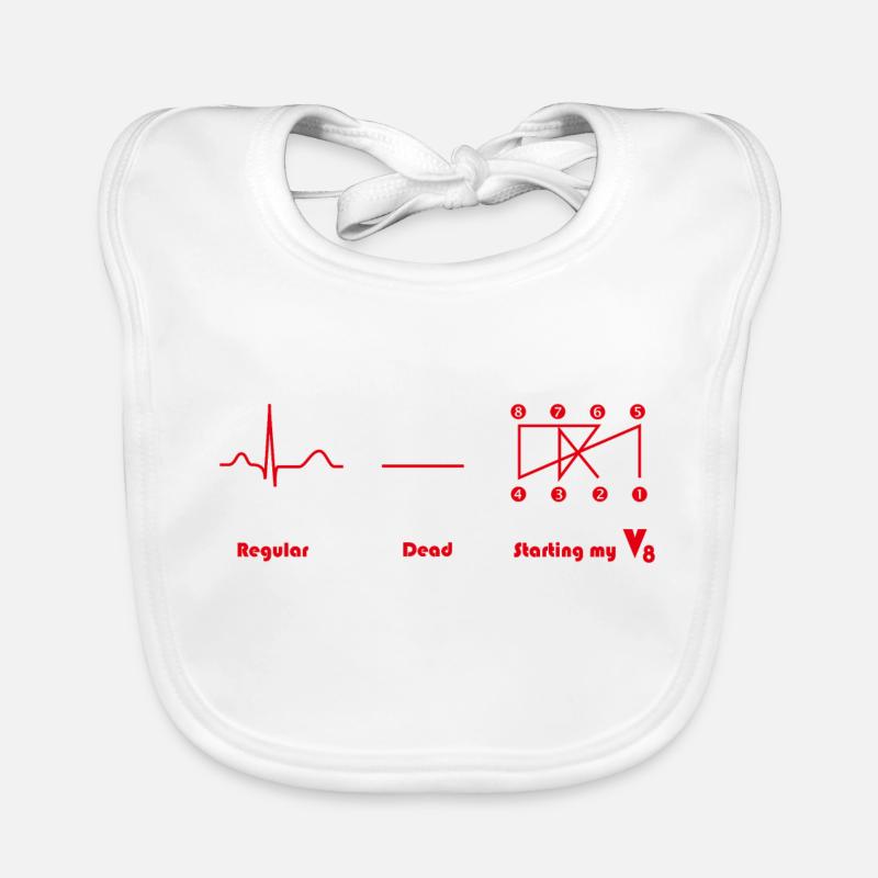 V8 engine Crossplain Heartbeat design Organic Baby Bibs