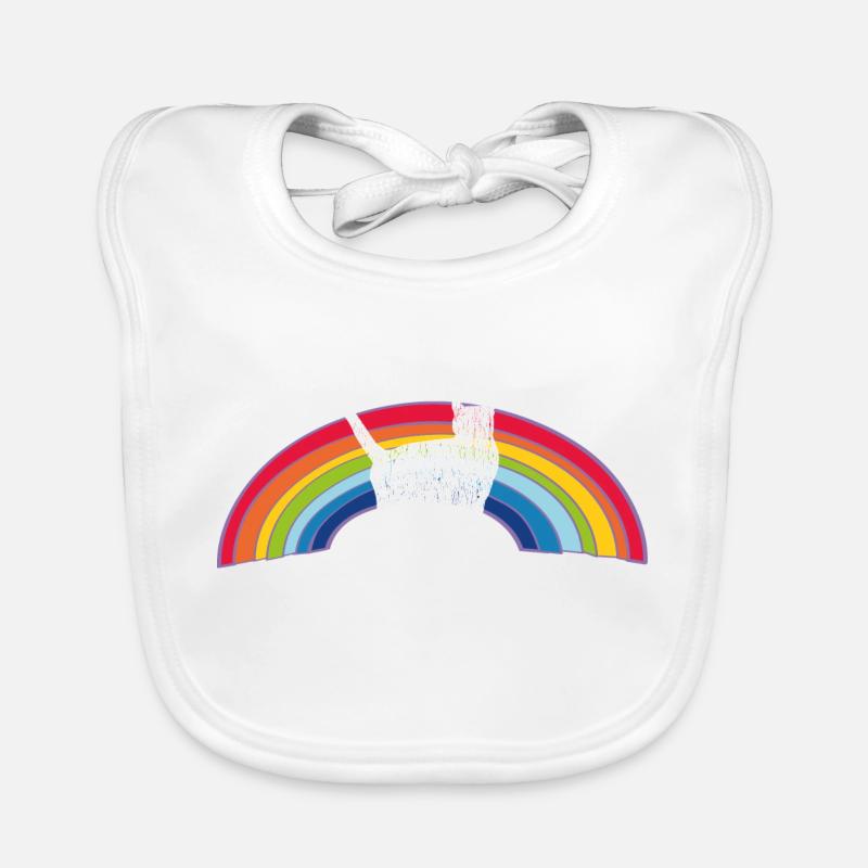 arc-en-ciel chat - Bavoir bio Bébé - blanc
