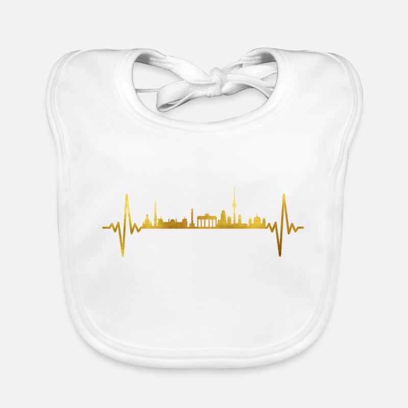 Berlin Skyline Heartbeat Organic Baby Bibs