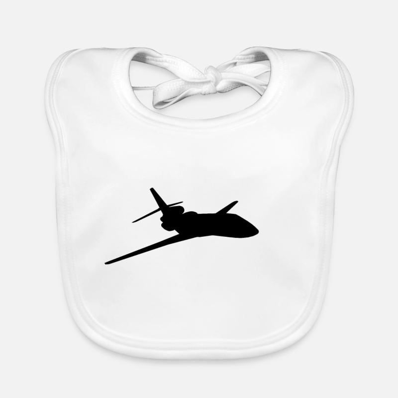 Silhouette with a commercial aircraft Organic Baby Bibs