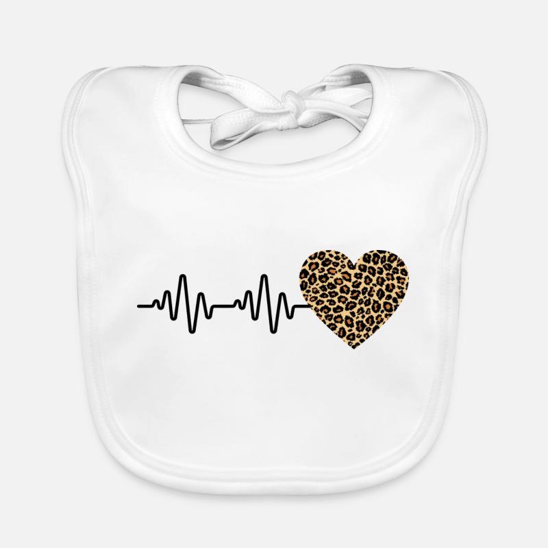 Herz Leopard Herz Herzschlag Geschenkidee Baby Bio-Lätzchen
