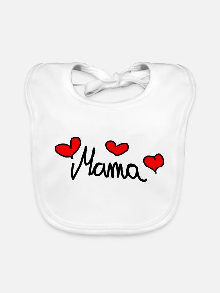 Maman - Doux design avec des cœurs - Bavoir bio Bébé - blanc - Devant