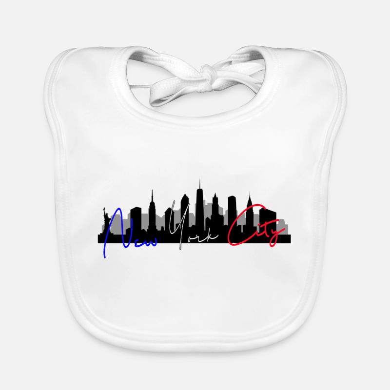 Skyline NYC BlueWhitered 2 Bavaglino ecologico per neonato