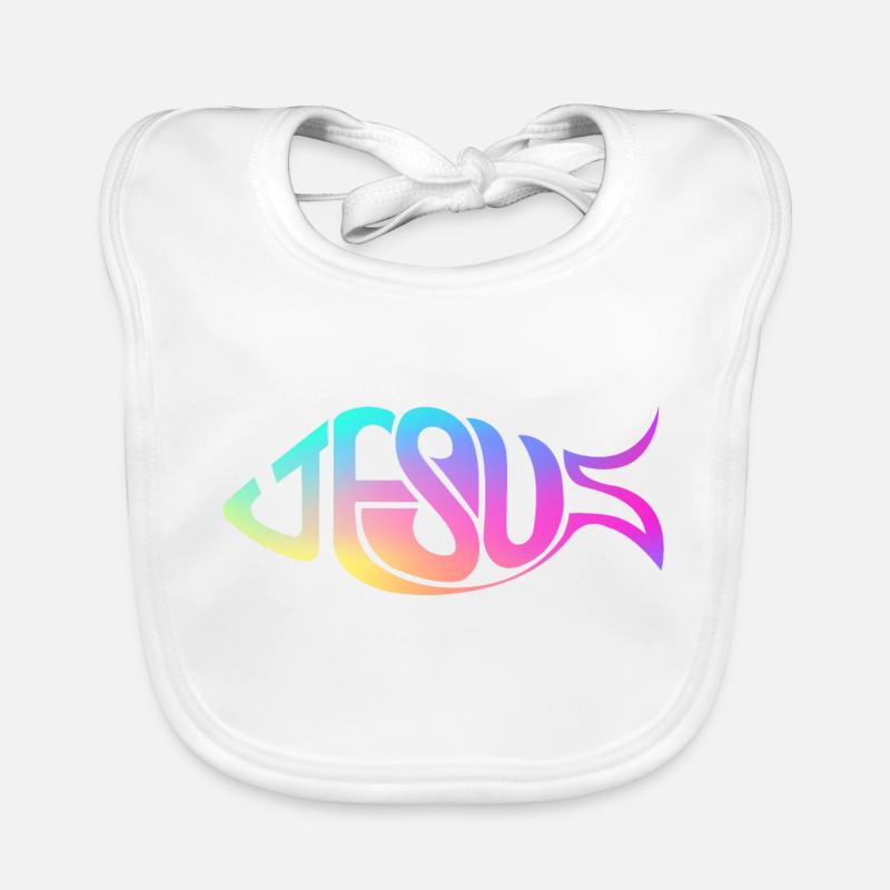 Jesus Fisch Regenbogen Baby Bio-Lätzchen