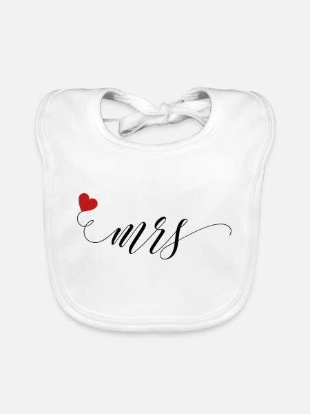 madame mrs t-shirt couple - Bavoir bio Bébé - blanc - Devant