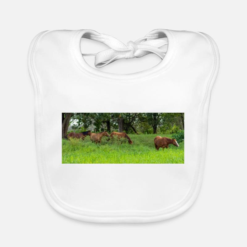 Pferde auf der Wiese Baby Bio-Lätzchen