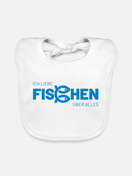 ich liebe fischen über alles - Baby Bio-Lätzchen - Weiß - Vorne