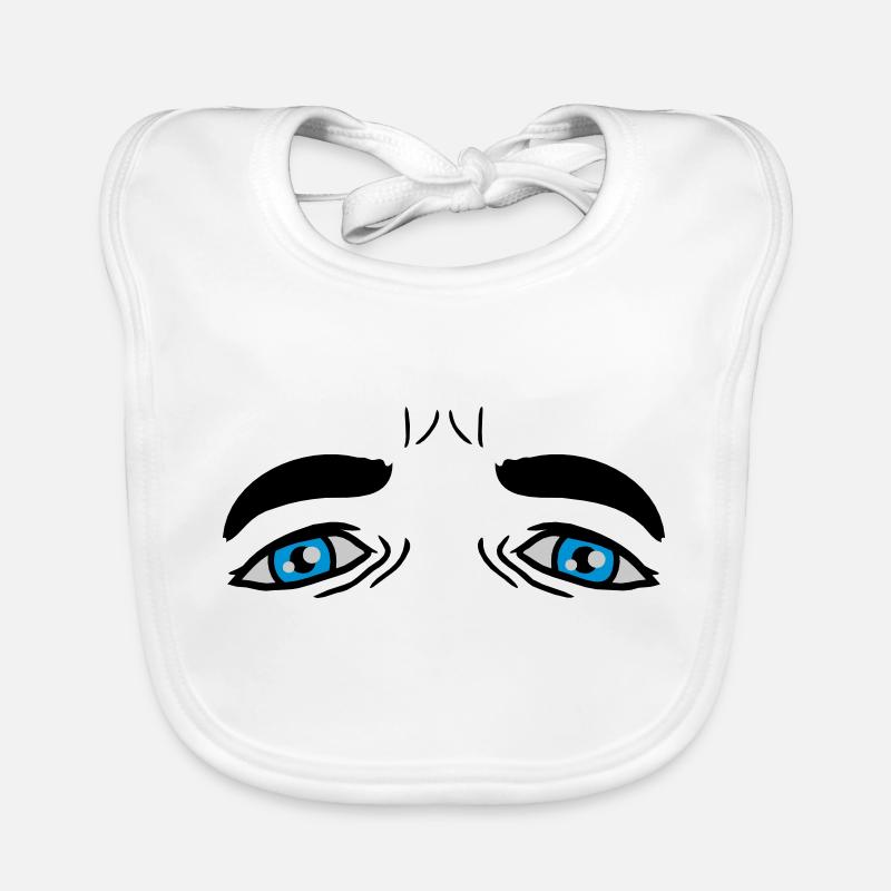 Blue Sad Eyes Design Organic Baby Bibs