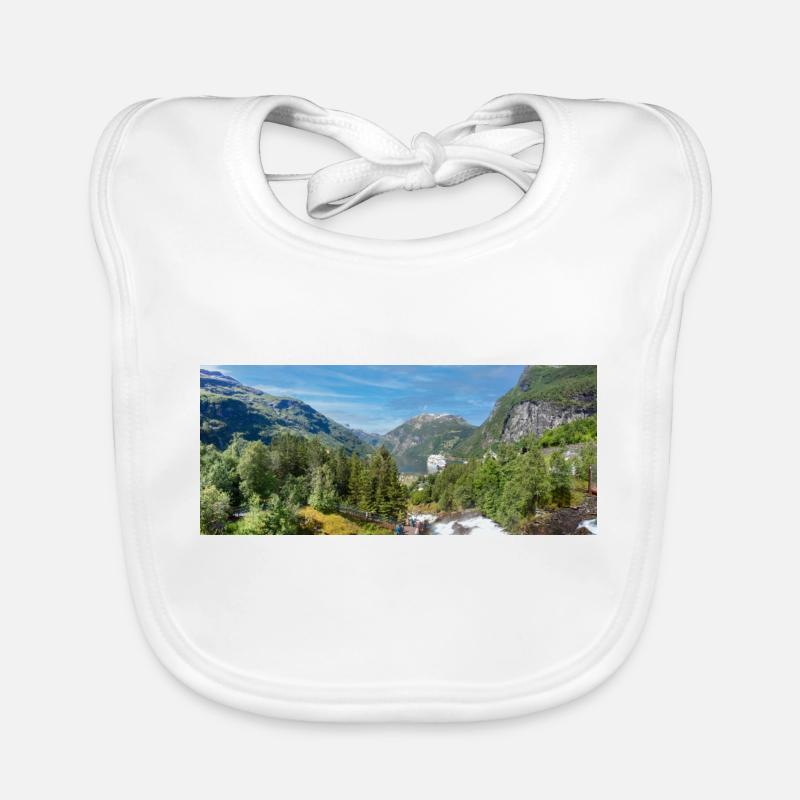 Geiranger panorama Storseterfossen Norway Organic Baby Bibs