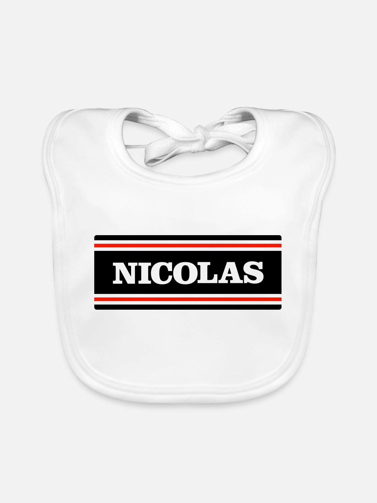 NICOLAS - Bavoir bio Bébé - blanc - Devant