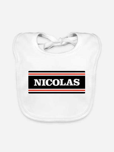 NICOLAS - Bavoir bio Bébé - blanc - Devant