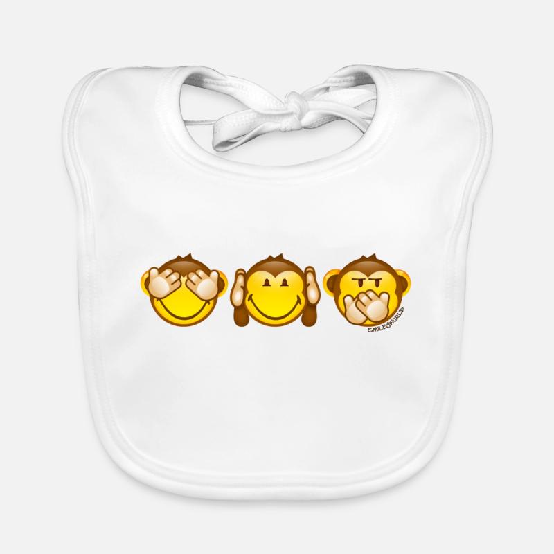 SmileyWorld Affen Als Smileys - Baby Bio-Lätzchen - Weiß