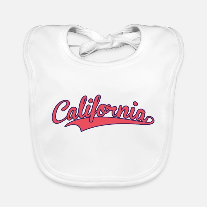 California retro cursive logo in two color Organic Baby Bibs