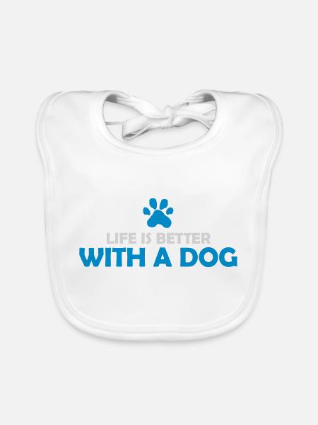better with a dog - Organic Baby Bibs - white - Front