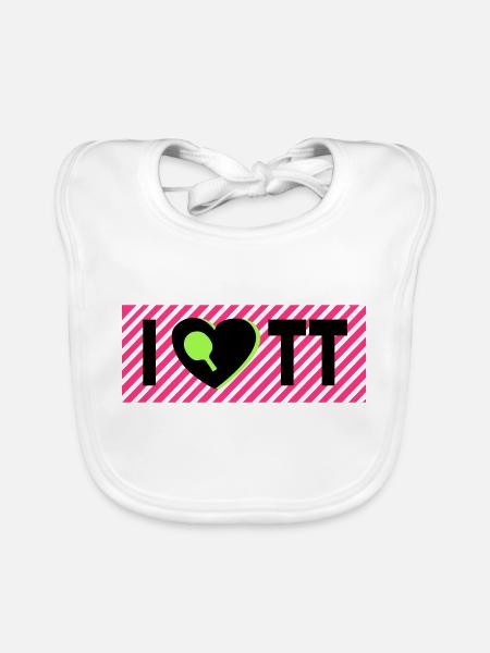 I love Table Tennis Shirt - Organic Baby Bibs - white - Front
