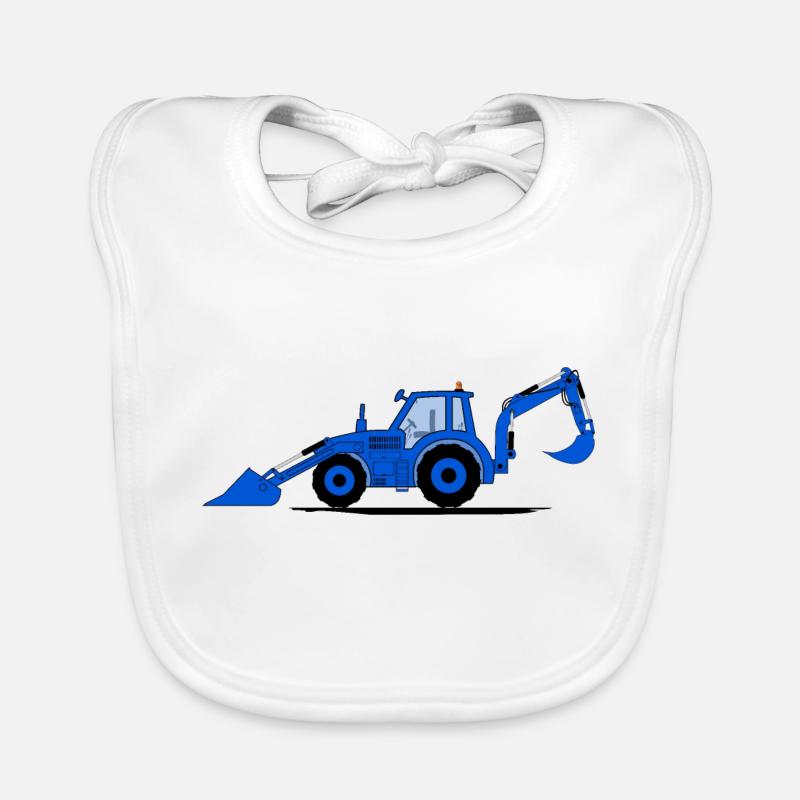 Traktor Bagger Baggerschlepper Blau Baby Bio-Lätzchen
