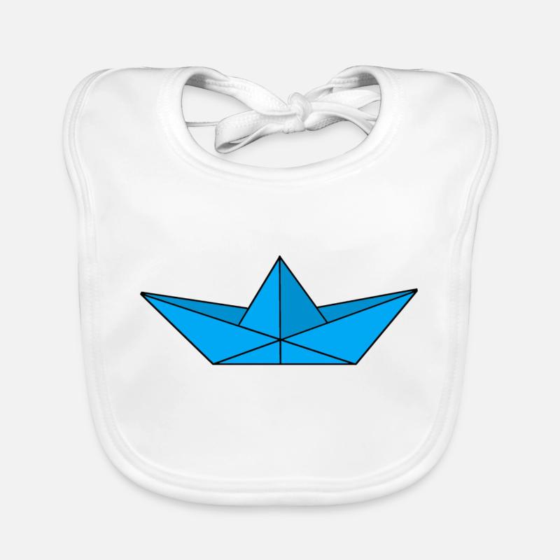 Paper ship turquoise Organic Baby Bibs