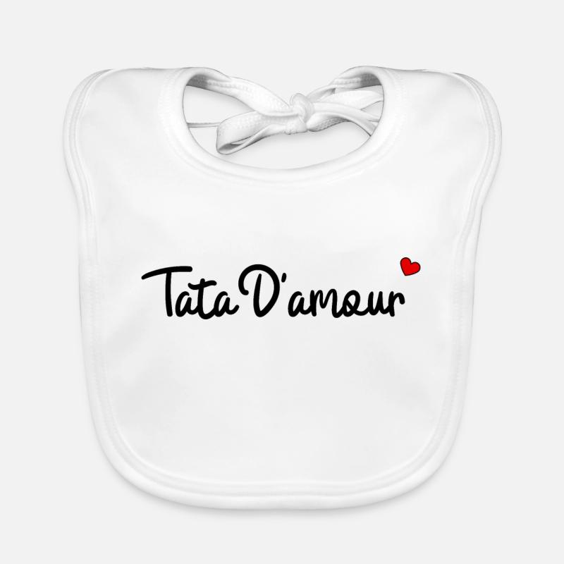 Tata d'amour - Bavoir bio Bébé - blanc