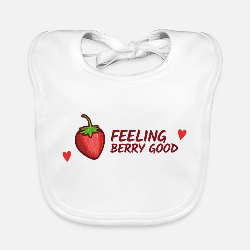 Strawberries, Feeling good funny phrase Organic Baby Bibs