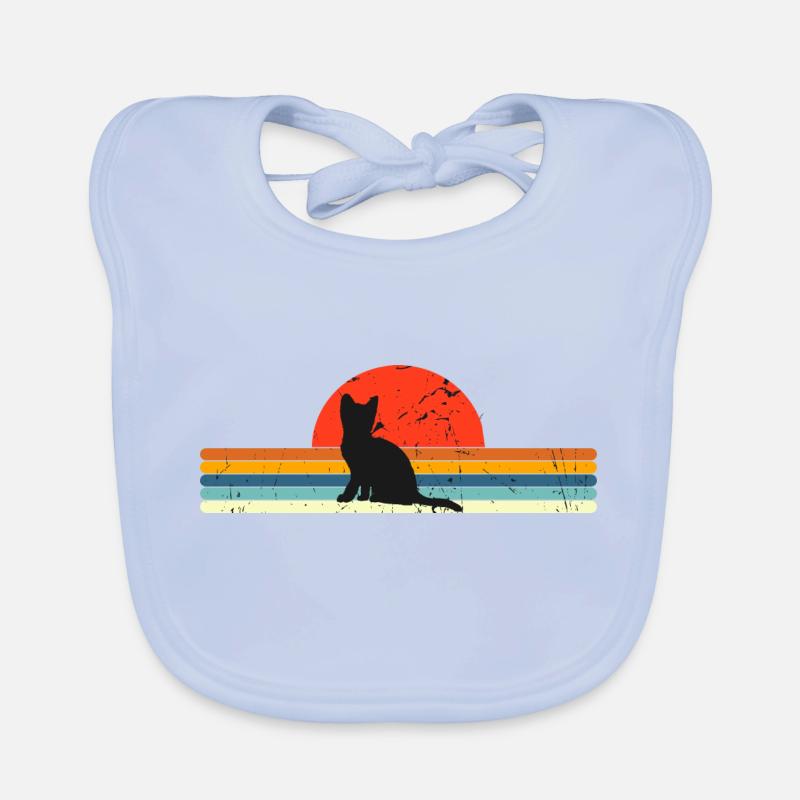 Cat Vintage retro sunset Organic Baby Bibs