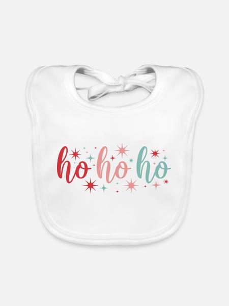 Ho Ho Ho - Organic Baby Bibs - white - Front