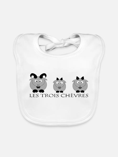 Les trois chèvres - Bavoir bio Bébé - blanc - Devant