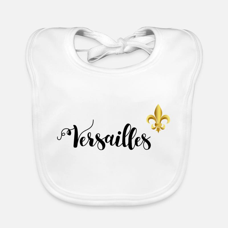 Versailles Lettering and Fleur-de-Lys Organic Baby Bibs