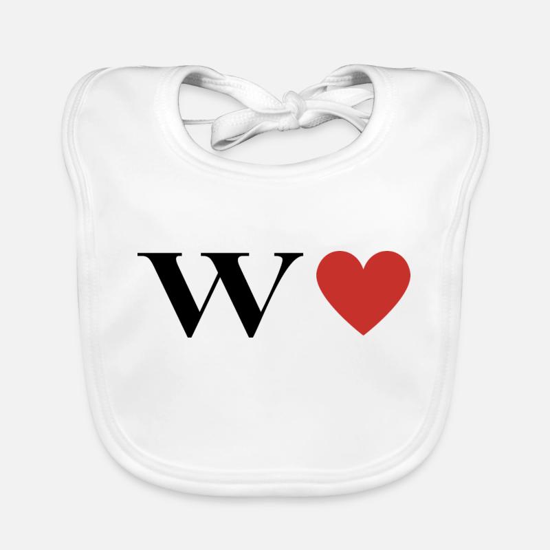 Letter w Red Heart Organic Baby Bibs
