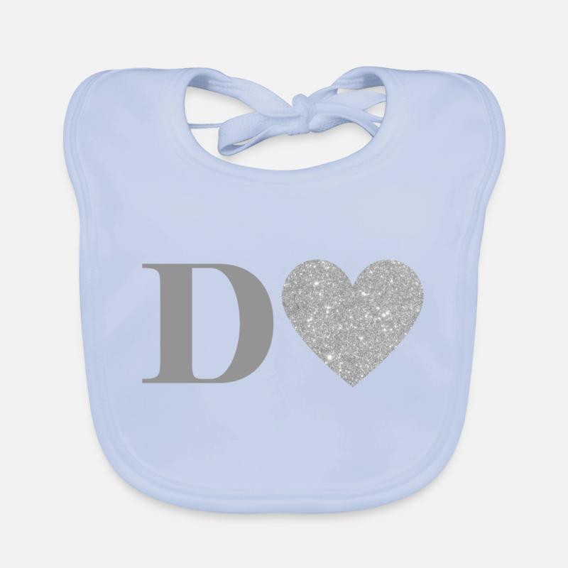 Sølv hjerte brev Hagesmække af økologisk bomuld