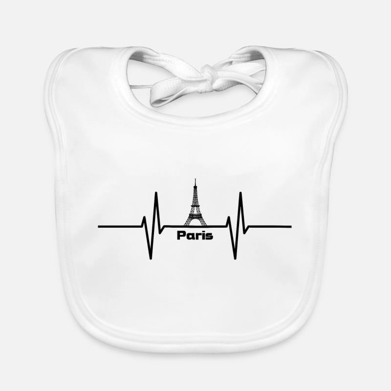 Herzschlag mit Eifelturm Paris Baby Bio-Lätzchen