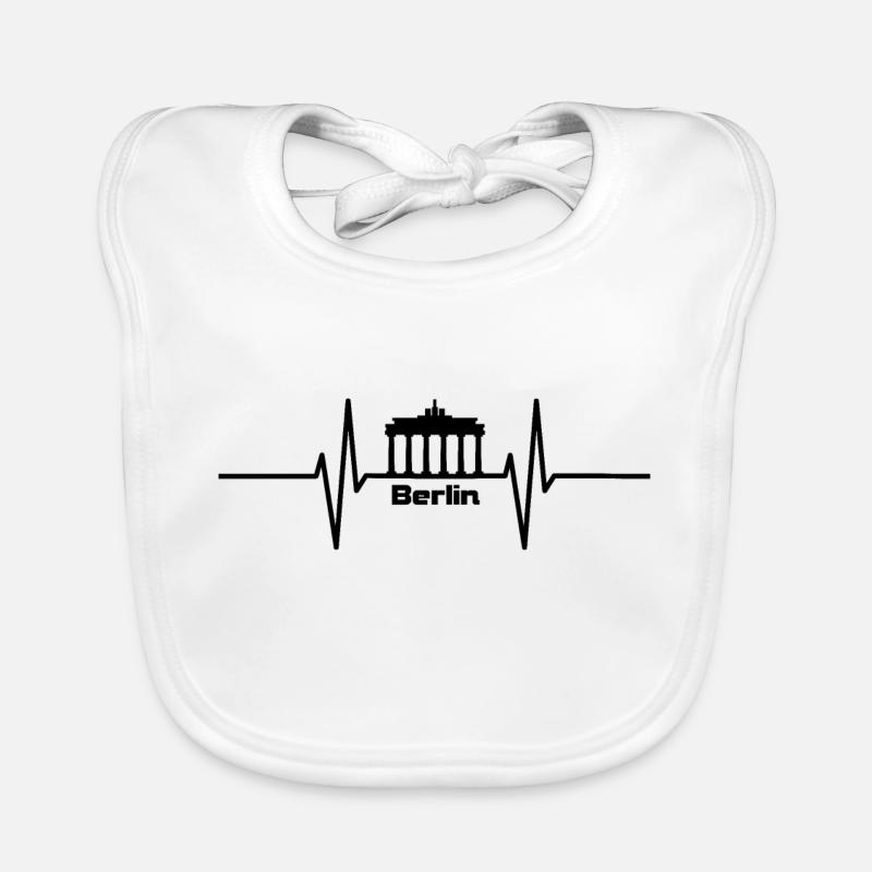 Heartbeat with Berlin Brandenburg Gate Organic Baby Bibs