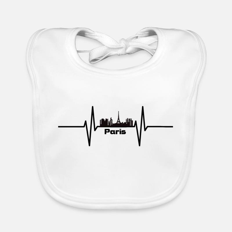 Herzschlag mit Skyline Paris Baby Bio-Lätzchen