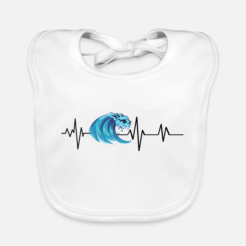Heartbeat Ocean Wave Organic Baby Bibs