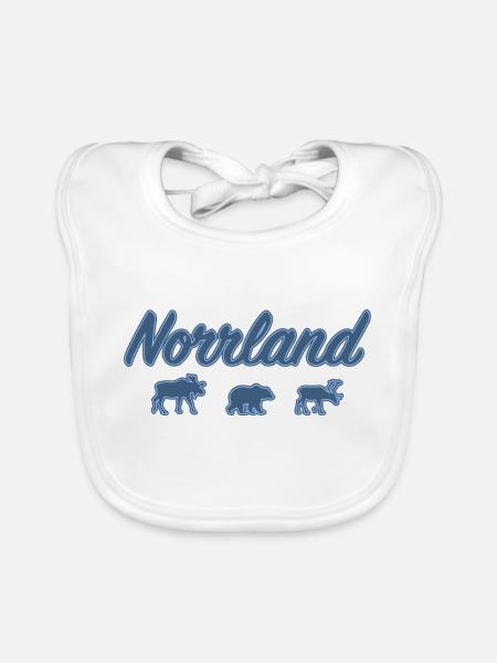 Norrland Lettrage Silhouette Suède Bleu - Bavoir bio Bébé - blanc - Devant
