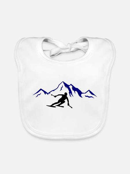 ski berge 02 - Baby Bio-Lätzchen - Weiß - Vorne