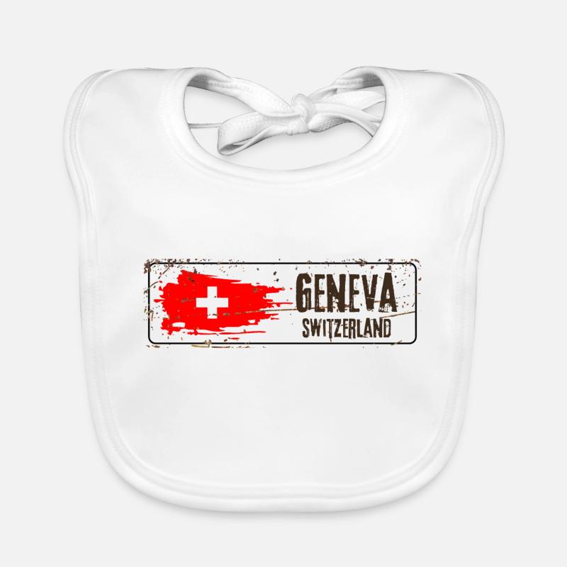 Genève Suisse Drapeau - Bavoir bio Bébé - blanc