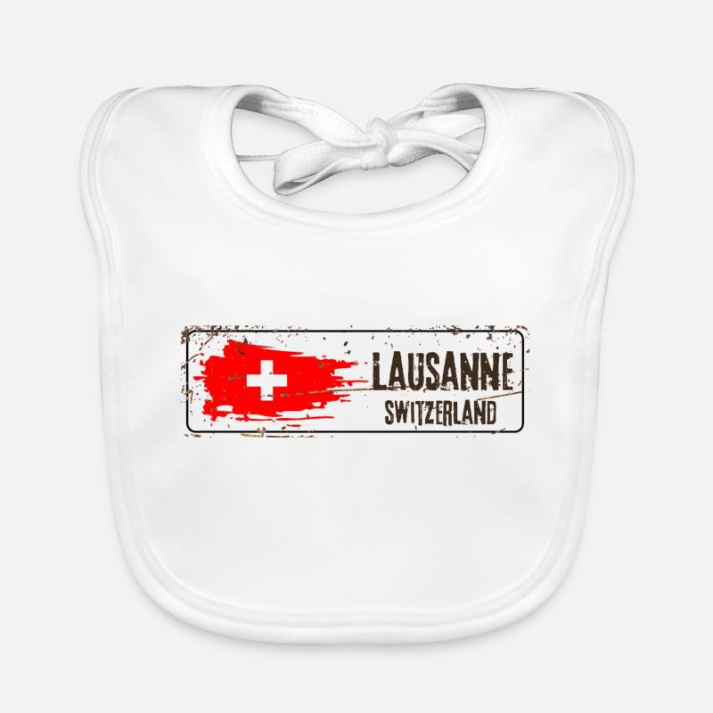 Lausanne Suisse Drapeau Bavoir bio Bébé