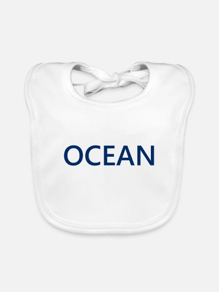 Ocean Lettering Design Logo Ozean Meer - Baby Bio-Lätzchen - Weiß - Vorne