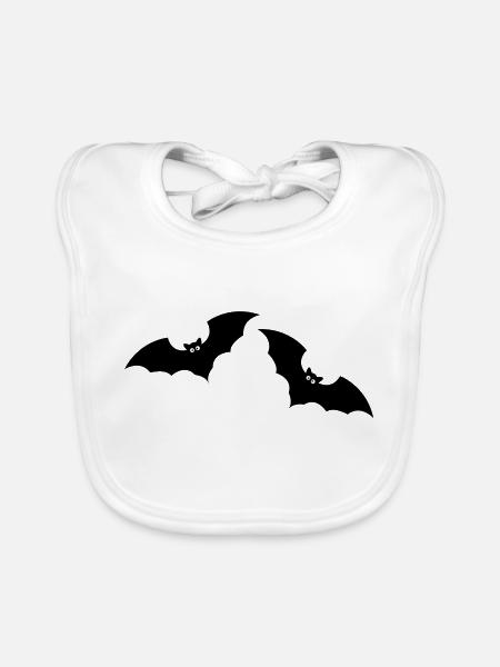 Bat 2 - Organic Baby Bibs - white - Front