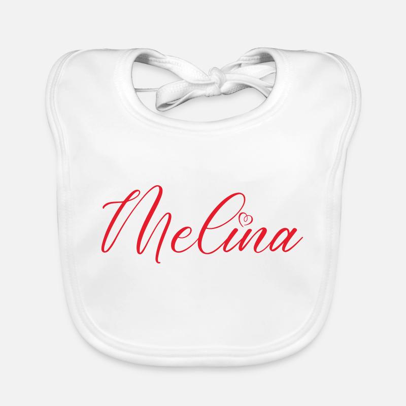 Melina Name Heart Organic Baby Bibs