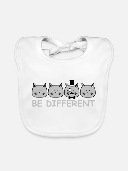 Be Different Sir Katze Zylinder Monokel Herr Reich - Baby Bio-Lätzchen - Weiß - Vorne