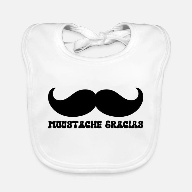 moustache gracias - Bavoir bio Bébé - blanc